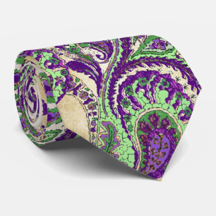 Lila und grüne Paisley-Hochzeitskrawatte Krawatte