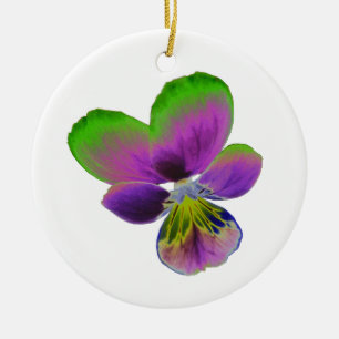 Lila und grüne Pansy Custom Geburtstag Keramikornament