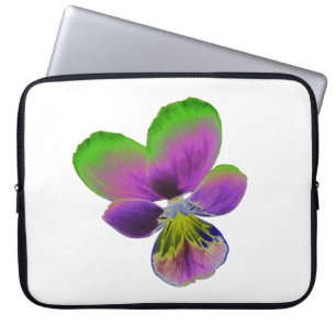 Lila und grüne Pansy-Laptop-Tasche Laptopschutzhülle