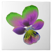 Lila und grüne Pansy Tile Fliese (Vorderseite)