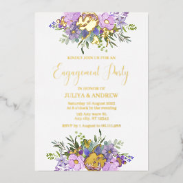 Lila und grüne Partei für Blumenbezug Folieneinladung