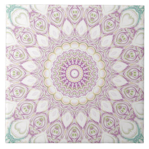 Lila und grüne Pastell-Mandala-Musterdesign Fliese
