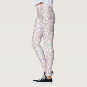 Lila und grüne Pastell-Mandala-Musterdesign Leggings