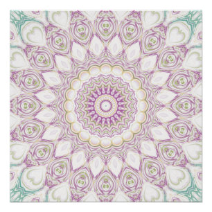 Lila und grüne Pastell-Mandala-Musterdesign Poster