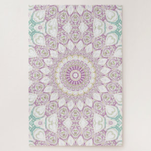Lila und grüne Pastell-Mandala-Musterdesign Puzzle