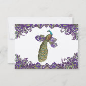 Lila und grüne Pfauenhochzeiten RSVP Karte (Rückseite)