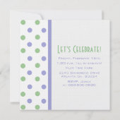 Lila und grüne Polka-Dot-Party Einladung (Rückseite)