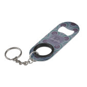 Lila und Grüne Retro-Kreise Muster Monogramm Mini Flaschenöffner (Vorderseite Schrägansicht)