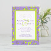 Lila und grüne Rolle-Hochzeits-Einladung Einladung (Stehend Vorderseite)