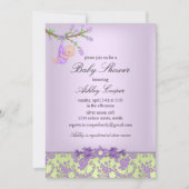 Lila und grüne Rose Garden Kinderdusche Einladung (Vorderseite)