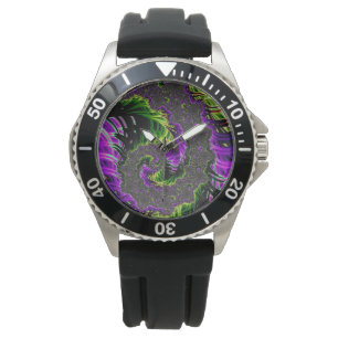 Lila und grüne Spirale Armbanduhr