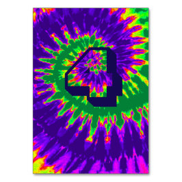 Lila und grüne Spirale Gefärbte Krawatte Hochzeits Tischnummer