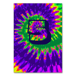 Lila und grüne Spirale Gefärbte Krawatte Hochzeits Tischnummer