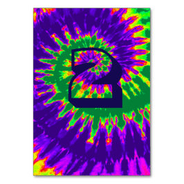 Lila und grüne Spirale Gefärbte Krawatte Hochzeits Tischnummer