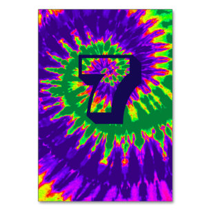 Lila und grüne Spirale Gefärbte Krawatte Hochzeits Tischnummer