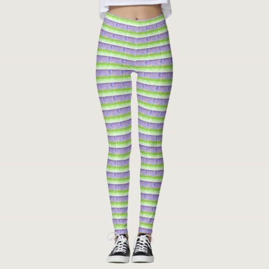 Lila und grüne Streifen Leggings (Vorderseite)