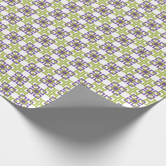 Lila und grüne Verriegelungsflächen Geschenkpapier (Ecke)