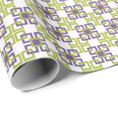 Lila und grüne Verriegelungsflächen Geschenkpapier (Rolleneckpunkt)