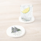 Lila und grüne Weihnachtsbäume Getränkeuntersetzer (Seite)