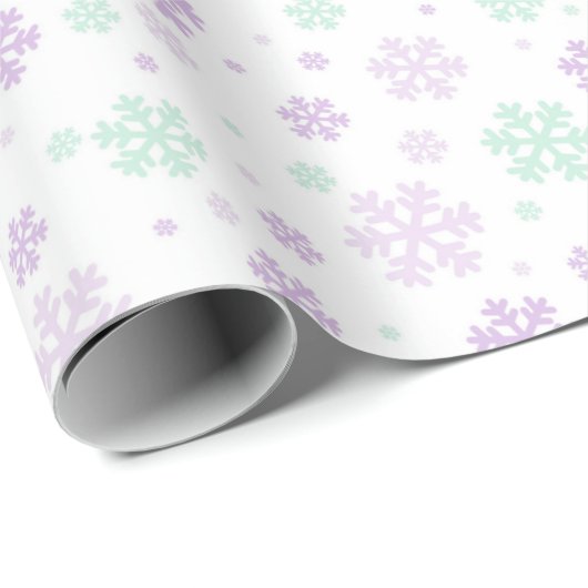 Lila und grüne Weihnachtsschneeflocken Geschenkpapier (Rolleneckpunkt)