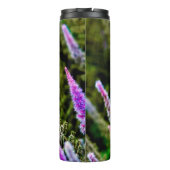 Lila und grüne Wildblumen Thermosbecher (Rückseite)