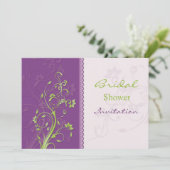 Lila und grüne Wirbel Brautparty laden ein Einladung (Stehend Vorderseite)