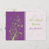 Lila und grüne Wirbel Brautparty laden ein Einladung (Vorne/Hinten)