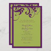 Lila und grüne Wirbel - Einladung zur Hochzeit (Vorne/Hinten)
