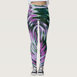 Lila und grüne Wirble Leggings für Frauen
