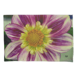 Lila und grüner Dahliekissenbezug Kissenbezug