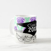 lila und grüner Damast-Abschluss Kaffeetasse (Vorderseite Links)