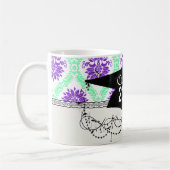 lila und grüner Damast-Abschluss Kaffeetasse (Links)