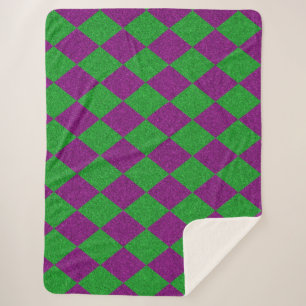 Lila und grüner Diamantglitter Sherpadecke