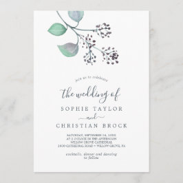 Lila und grüner Eukalyptus - Hochzeit von Einladung