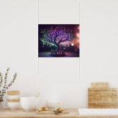 Lila und grüner Glühbaum Poster (Küche)