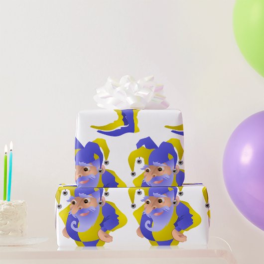 Lila und grüner Jester Geschenkpapier