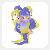 Lila und grüner Jester Quadratischer Aufkleber (Vorderseite)