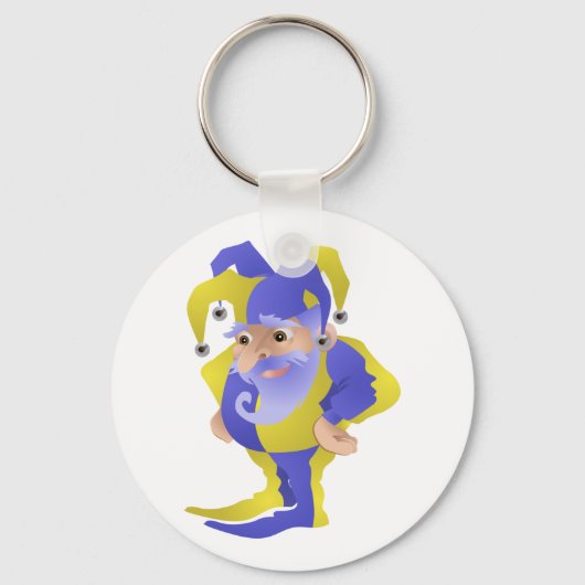 Lila und grüner Jester Schlüsselanhänger (Rückseite)