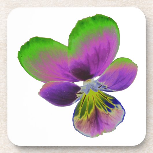 Lila und grüner Pansy Cork Untersetzer (Vorderseite)