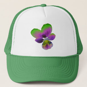 Lila und grüner Pansy Trucker Hut Truckerkappe