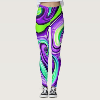 Lila und grüner Swirl Leggings
