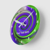 Lila und grüner Whirlpool Abstrakt Runde Wanduhr (Winkel)