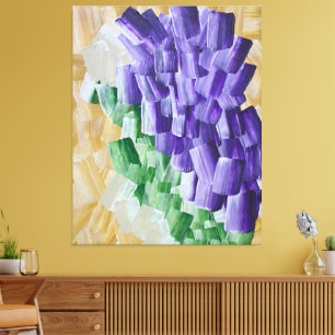 Lila und grünes Abstraktes Pinselmuster Leinwanddruck