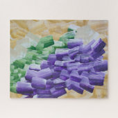 Lila und grünes Abstraktes Pinselmuster Puzzle (Horizontal)