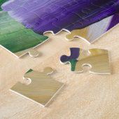 Lila und grünes Abstraktes Pinselmuster Puzzle (Seite)