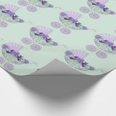 Lila und grünes Baby-Duschpapier Geschenkpapier (Ecke)