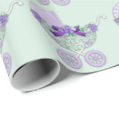 Lila und grünes Baby-Duschpapier Geschenkpapier (Rolleneckpunkt)