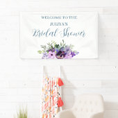 lila und grünes blumengeschmücktes Brautparty Empf Banner (Insitu)