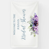 lila und grünes blumengeschmücktes Brautparty Empf Banner (Vertikal)