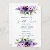 Lila und grünes Brautparty Einladung (Vorne/Hinten)